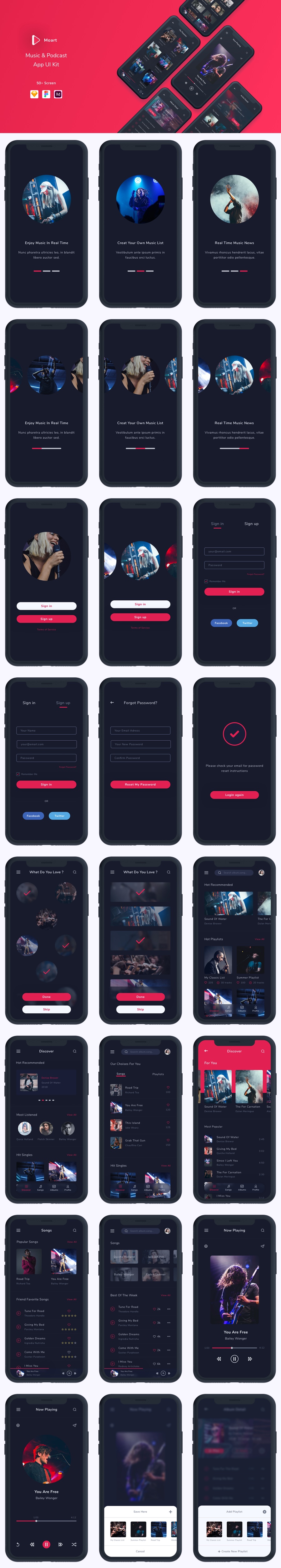 Moart - Music and Podcast App UI Kit - 2